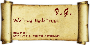 Váray Györgyi névjegykártya